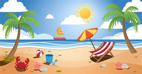 Premium Vector | Sunny beach summer landscape | Summer landscape, Beach ...