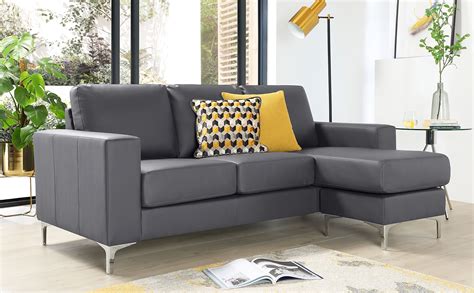 Baltimore Grey Leather L Shape Corner Sofa | Furniture Choice