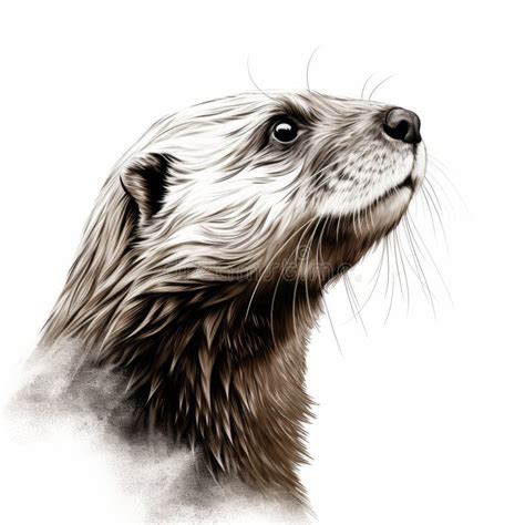 Realistic Portrait of Otter: Uhd Illustration with Elegant Inking ...