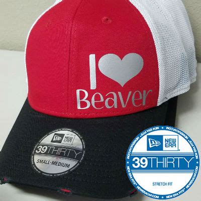 I Love Beaver Red, Black & White Hat - New Era 39Thirty Stretch Fit - I ...