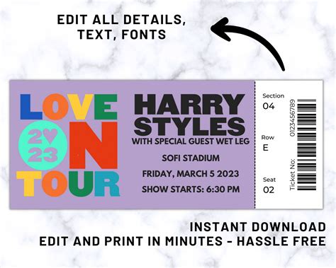 Harry Styles Love on Tour Ticket 2023 Concert Ticket Custom - Etsy UK