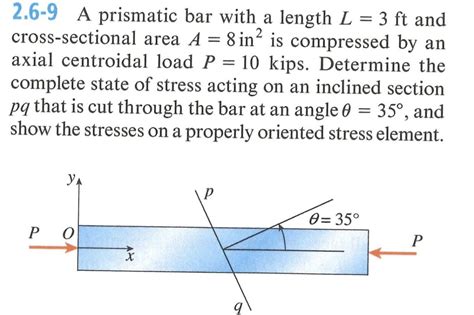 Solved 2.6-9 A prismatic bar with a length L=3ft and | Chegg.com