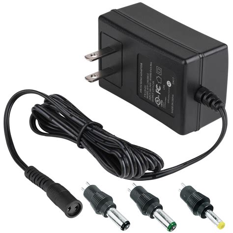 12V 2A DC Switching AC Power Supply Adapter with 2.1 x 5.5mm, 2.5 x 5.5mm, and 1.7 x 4.0mm Tips