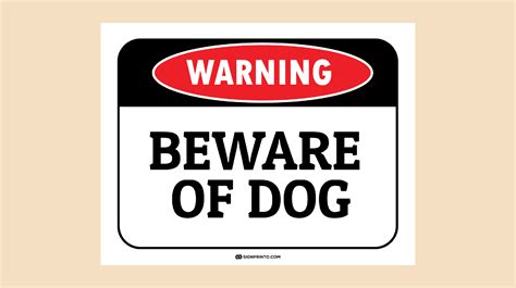 Beware Of Dog Sign Free printable PDF