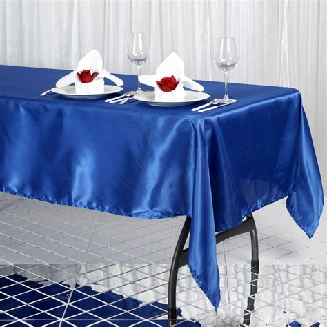 Buy 60"x102" Royal Blue Satin Rectangular Tablecloth - Pack of 1 Tablecloth at Tablecloth Factory