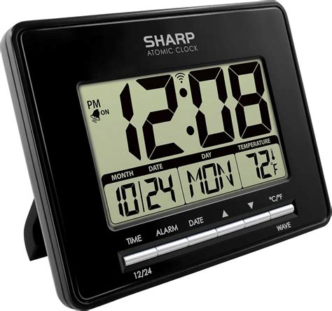 Sharp Atomic Desk Clock with Auto Set Alarm - Accurate Time, Date ...