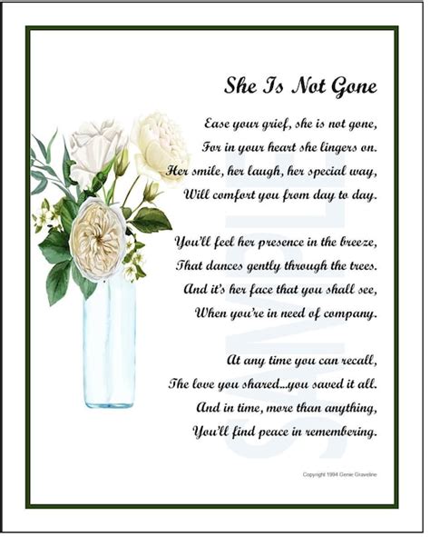 Sympathy Bereavement Memorial Remembrance Poem Gift Verse - Etsy