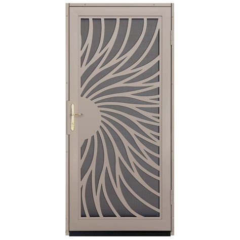 Unique Home Designs 36 in. x 80 in. Solstice Tan Surface Mount Steel Security Door with Insect ...