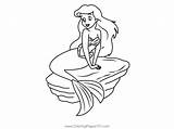 Ariel Sitting On Rock Coloring Page For Kids  Free The Little Mermaid sketch template