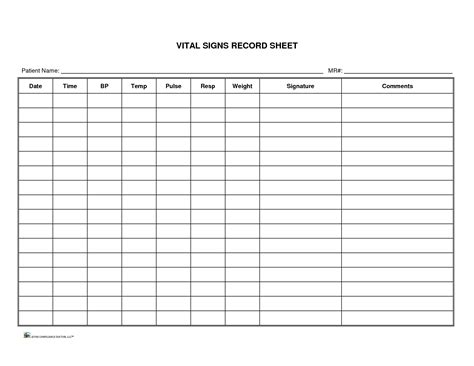 Template Free Printable Vital Signs Flow Sheet - Printable And Enjoyable Learning