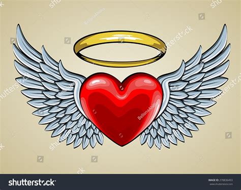 Red Heart Angel Wings Halo Stock Vector (Royalty Free) 278836493 | Shutterstock | Melek kanadı ...