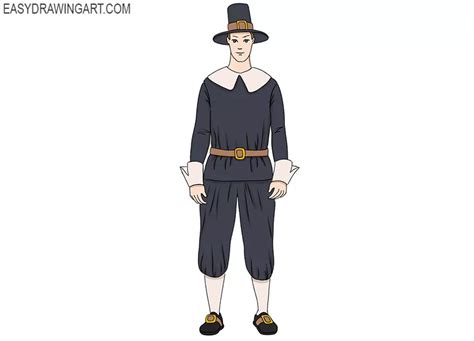 How to Draw a Pilgrim - Easy Drawing Art