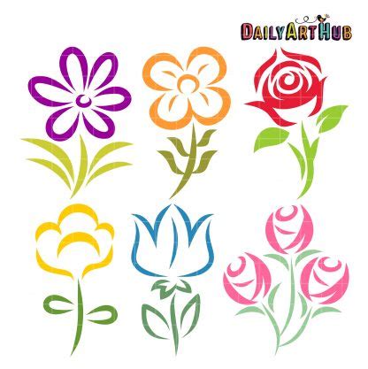 Beautiful Flower Shapes Clip Art Set – Daily Art Hub – Free Clip Art Everyday