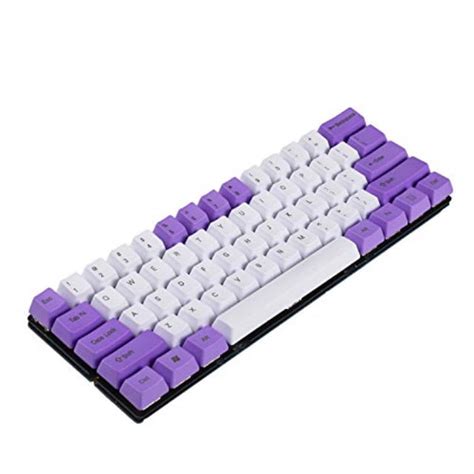 npkc white purple mixed 61 ansi keyset oem profile thick pbt keycap suitable for mx switches ...