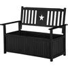 Outsunny Outdoor Wooden Storage Bench Deck Box, Wood Patio Furniture, 43 Gallon Pool Storage Bin ...