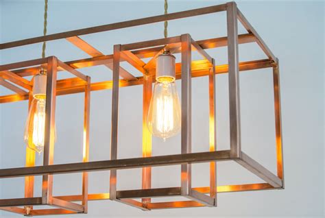 Modern Farmhouse Chandelier Copper Cage Long Chandelier - Etsy