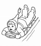 Sled Coloring Pages Dog Printable Winter Sledding Kids Color  sketch template