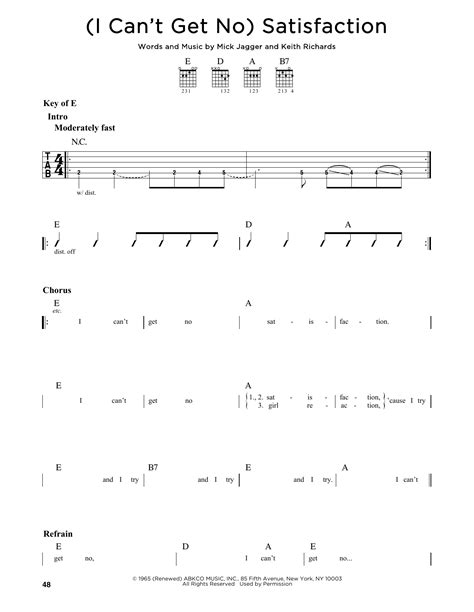 (I Can't Get No) Satisfaction by The Rolling Stones - Guitar Lead Sheet ...