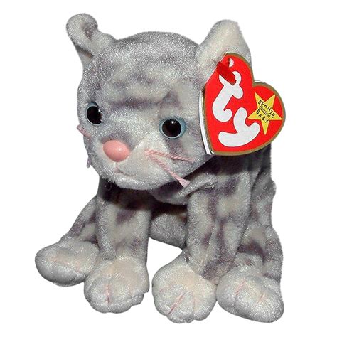 Ty Beanie Baby: Silver the Grey Tabby Cat | Stuffed Animal | MWMT - Walmart.com