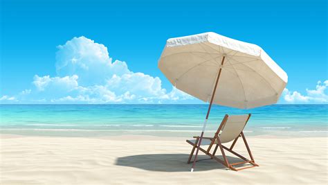 White Beach Lounge Chair and Umbrella Background Beach Lounge Chair, Beach Chair Umbrella, Beach ...