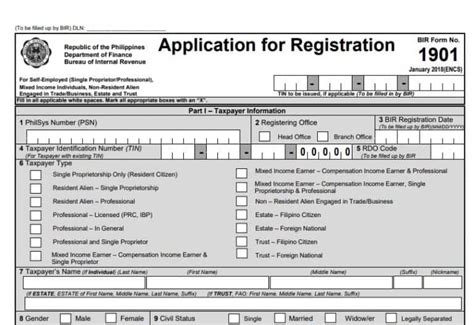 How To Register With BIR as a Self-Employed/Mixed-Income Individual: A Guide to BIR Form 1901 ...