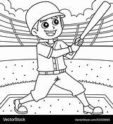 Baseball batter coloring Page For Kids Royalty Free Vector sketch template