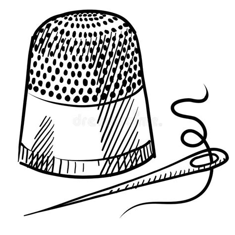 Thimble And Needle Sketch Stock Image - Image: 22499931