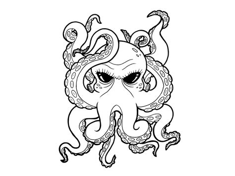 Cartoon Black Eyes Octopus Tattoo - Tattoo Design Ideas