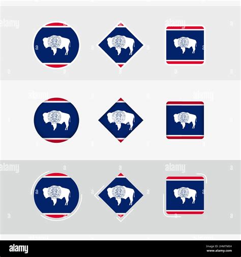 Wyoming flag icons set, vector flag of Wyoming. Three versions of icon ...