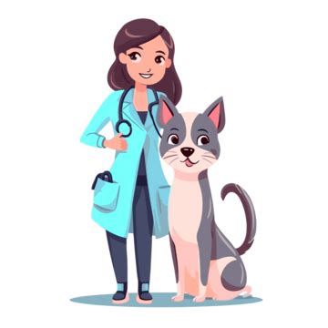 Vet Clipart Cartoon Vets Animal Doctor Veterinarian With Veterinary Stethoscope And Cat In A ...