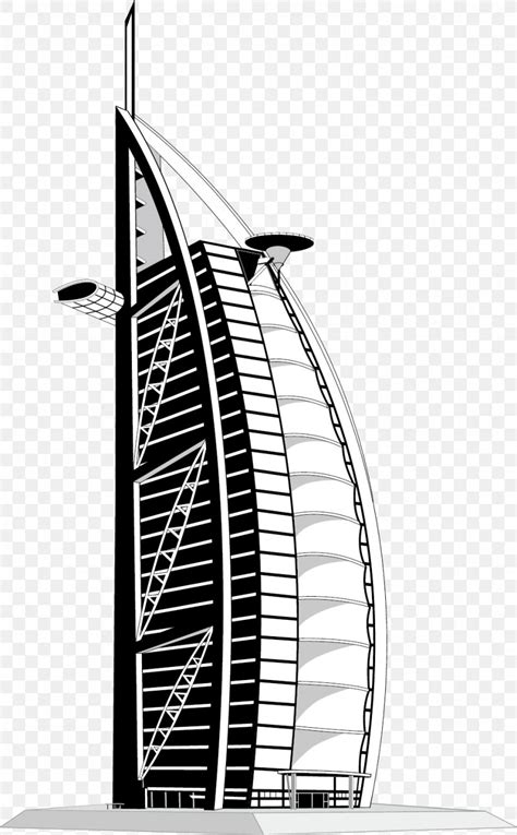 Burj Al Arab Burj Khalifa Hotel, PNG, 973x1573px, Burj Al Arab, Architecture, Black And White ...