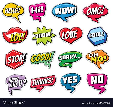 Web chat stickers templates internet words Vector Image