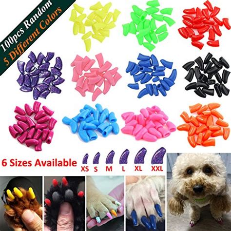 JOYJULY 100pcs Dog Nail Caps Soft Claws Covers Nail Caps for Pet Dog Pup Puppy Paws Home Kit, 5 ...