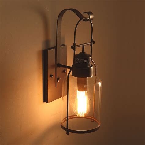 Rustic Metal Lantern Shade Vintage Industrial Wall Lights Glass DIY Sconce Decor | Industrial ...