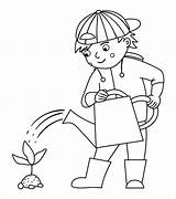 Premium Vector  Black And White Boy watering Plant Illustration sketch template