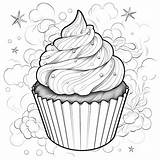 Premium AI Image  Coloring Page For Kids Featuring A Fancy Cupcake sketch template