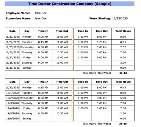 Free construction timesheet template (Excel, PDF, Word)