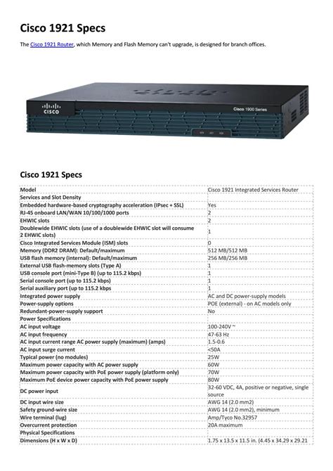 Cisco 1921 specs by Genevicost - Issuu