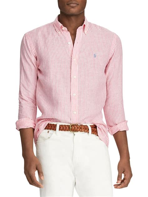 Polo Ralph Lauren Classic-fit Linen Shirt in Pink for Men - Lyst