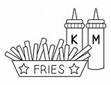 Printable French Fries Coloring Page sketch template