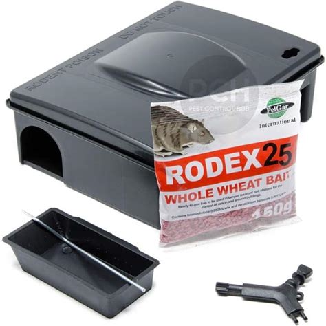 Mastertrap Rat Bait Station Box with Rodex25 Whole Wheat Poison (1 Rat ...