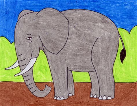 Easy How to Draw an Elephant for Kids Tutorial Video and Elephant Coloring Page — JINZZY