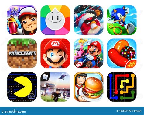 Icons Collection of the Popular Mobile Video Games Editorial Image - Image of illustrative ...