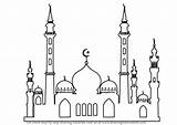Sketch Masjid Drawing Kaba Coloring Kaaba Outline Kids Mosque Nabawi  sketch template