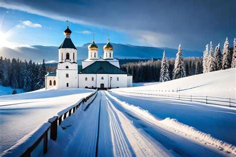 Premium Photo | A church in the snow