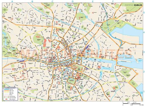 royalty free Dublin city map in Illustrator and PDF vector format