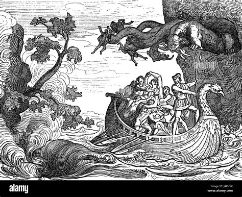 Les six chefs de Monster et le tourbillon Scylla Charybde, l'Odyssée d'Homère Banque D'Images ...