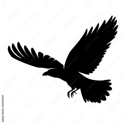 flying raven silhouette vector illustration logo icon clipart isolated ...