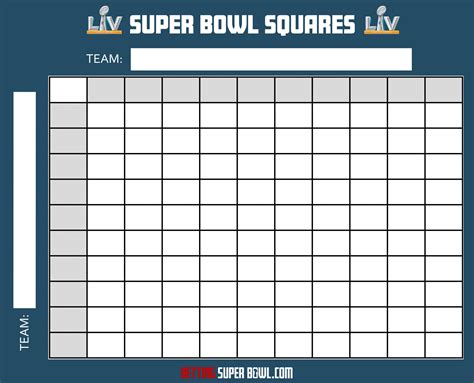 Betting On Super Bowl Squares | Printable Squares Sheet