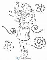 Hula Coloring Girl Pages Moana Color Clipart Dancer Hoop Drawing  sketch template